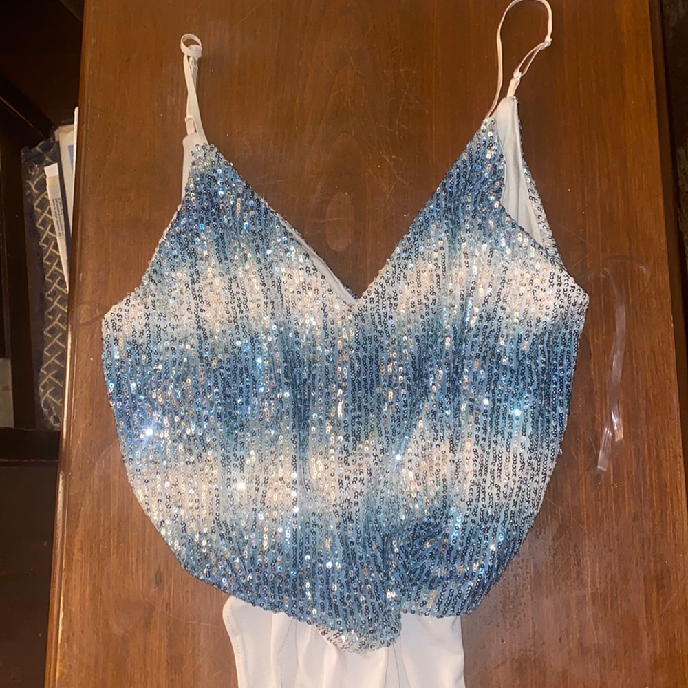 Sparkly Blue and Silver Top